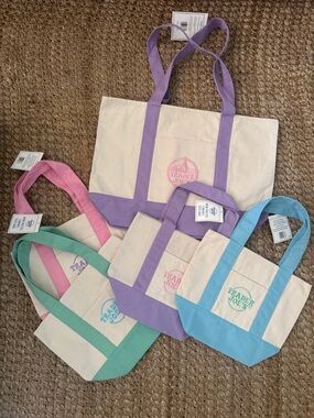 Trader Joe’s Pastel Tote Bags - Pink, Green, Blue, Purple mini & large bundle